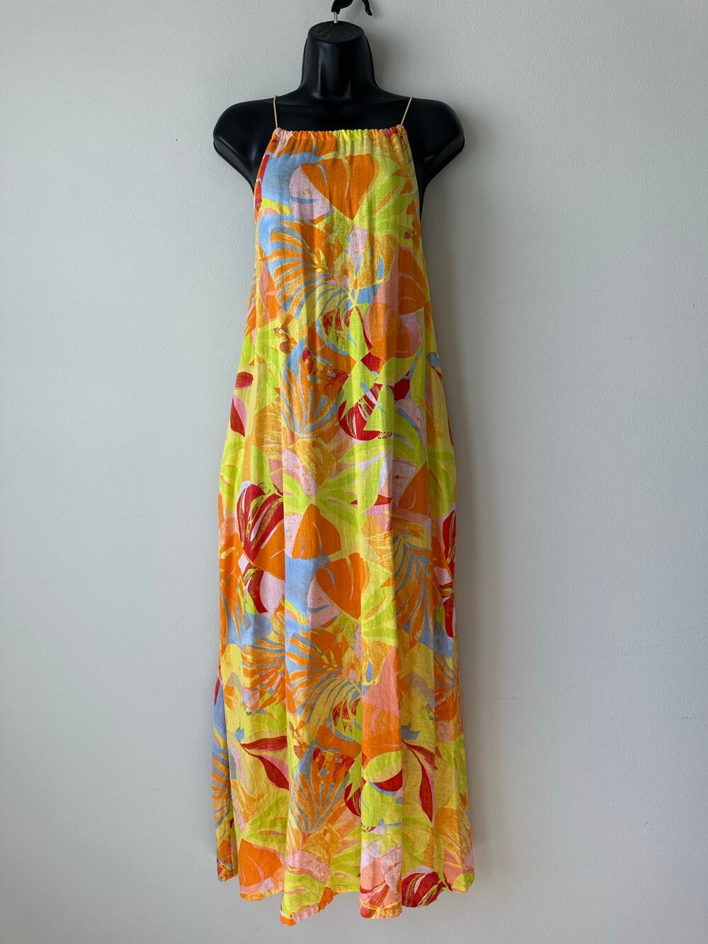 C&C California Linen  Maxi Dress Tropical Print  Sundress Resort Size M